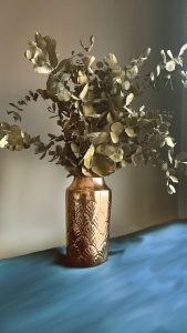 gold Art deco shell flower pot vase
