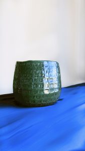 green ceramic plant pot